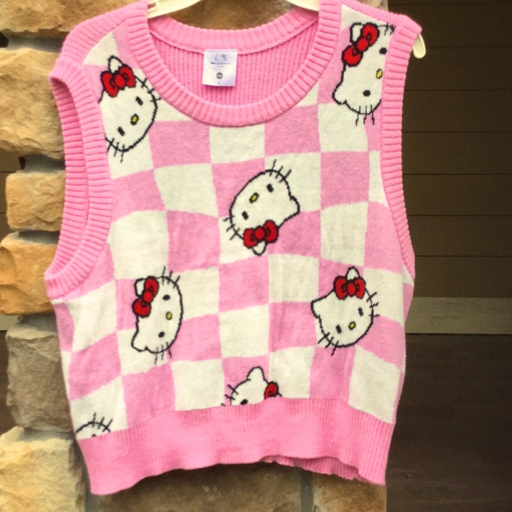 Hello kitty knit vest fall festival cowgirl rodeo travel y2k dress up Halloween